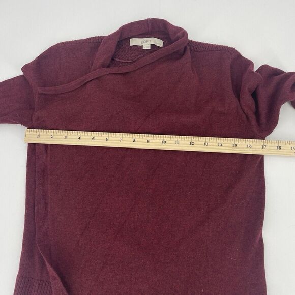 Ann Taylor Loft Petite Kimono Cardigan Wool Sweater Women SP Maroon Long Sleeve - Picture 7 of 9